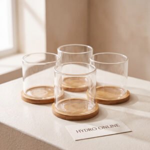 Bamboo-Base Glass Cups - Set of 4